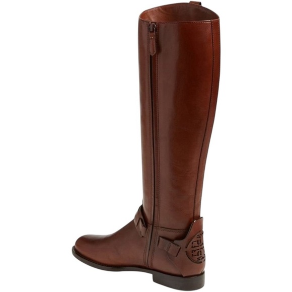 NWOB Tory Burch 'Derby' Leather Riding Boots In Saddle Brown - Size 8.5 - Picture 16 of 16